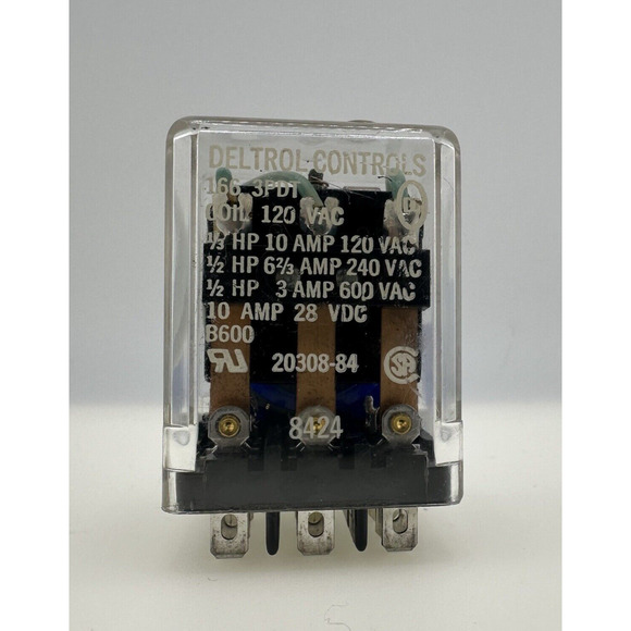 Deltrol Controls Relay 20308-84 166 3PDT 120VAC 10Amp 28VDC 11 Pin Coil - Picture 1 of 4
